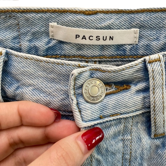 PacSun High Rise Ripped Knee Dad Jeans Light Blue Wash Size 25 - Picture 11 of 12